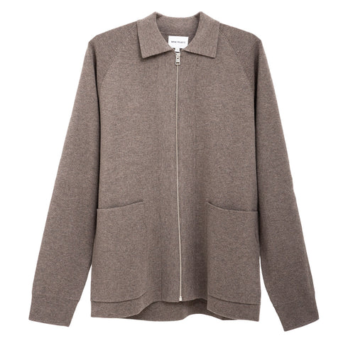 Norse Projects Bjarne Merino Cotton Milano Full Zip Jacket Warm Grey N45-05857004 Degli Uberti